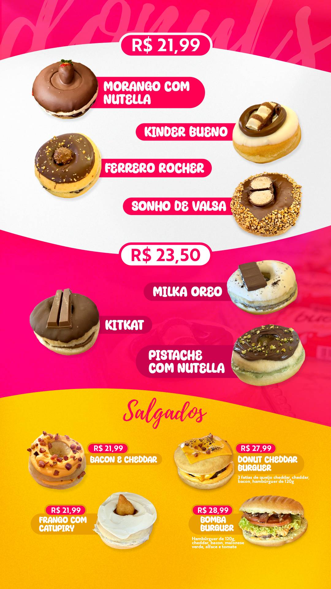 Mafê Donuts cardápio