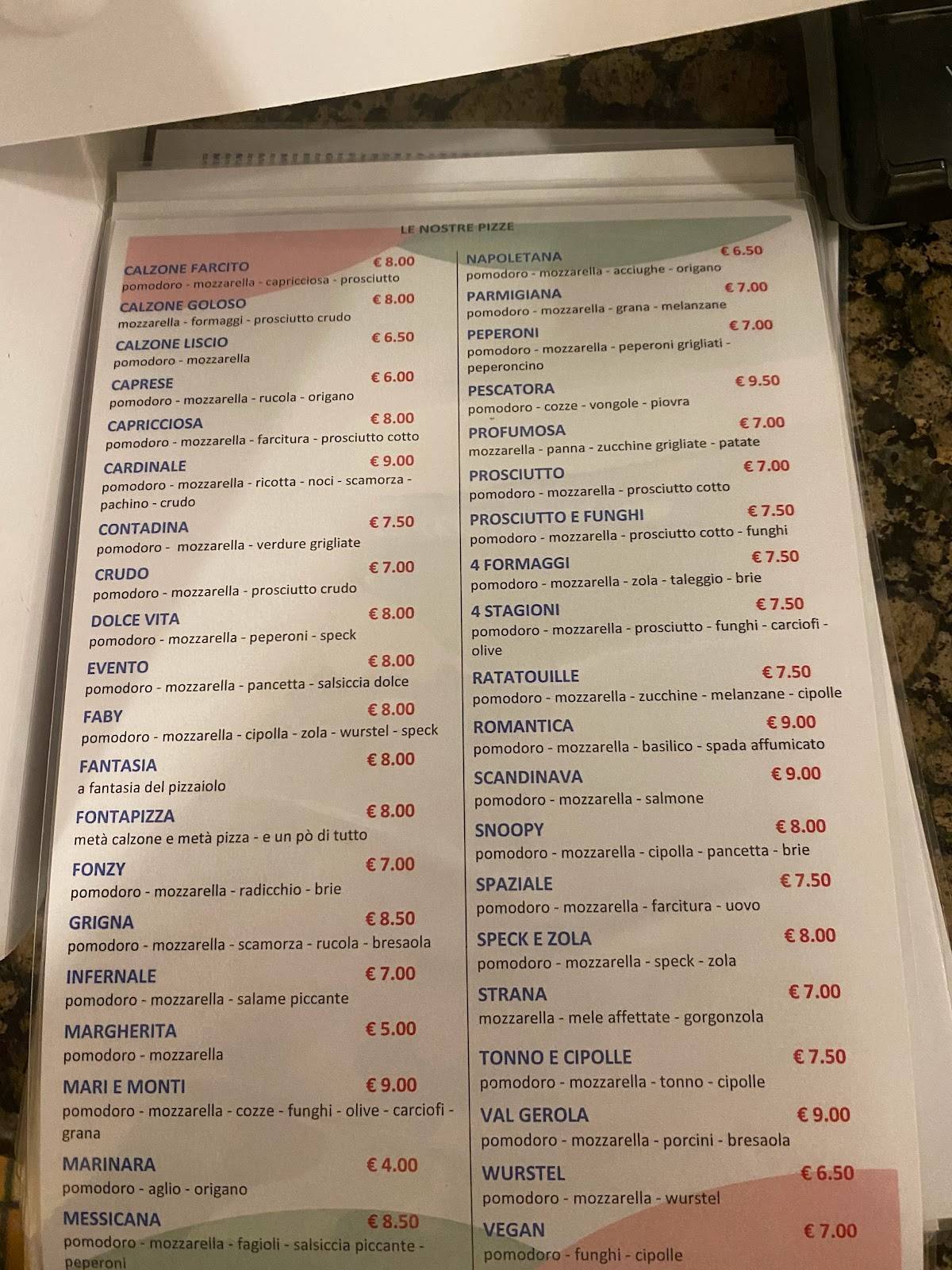Menu di La Fontanella 