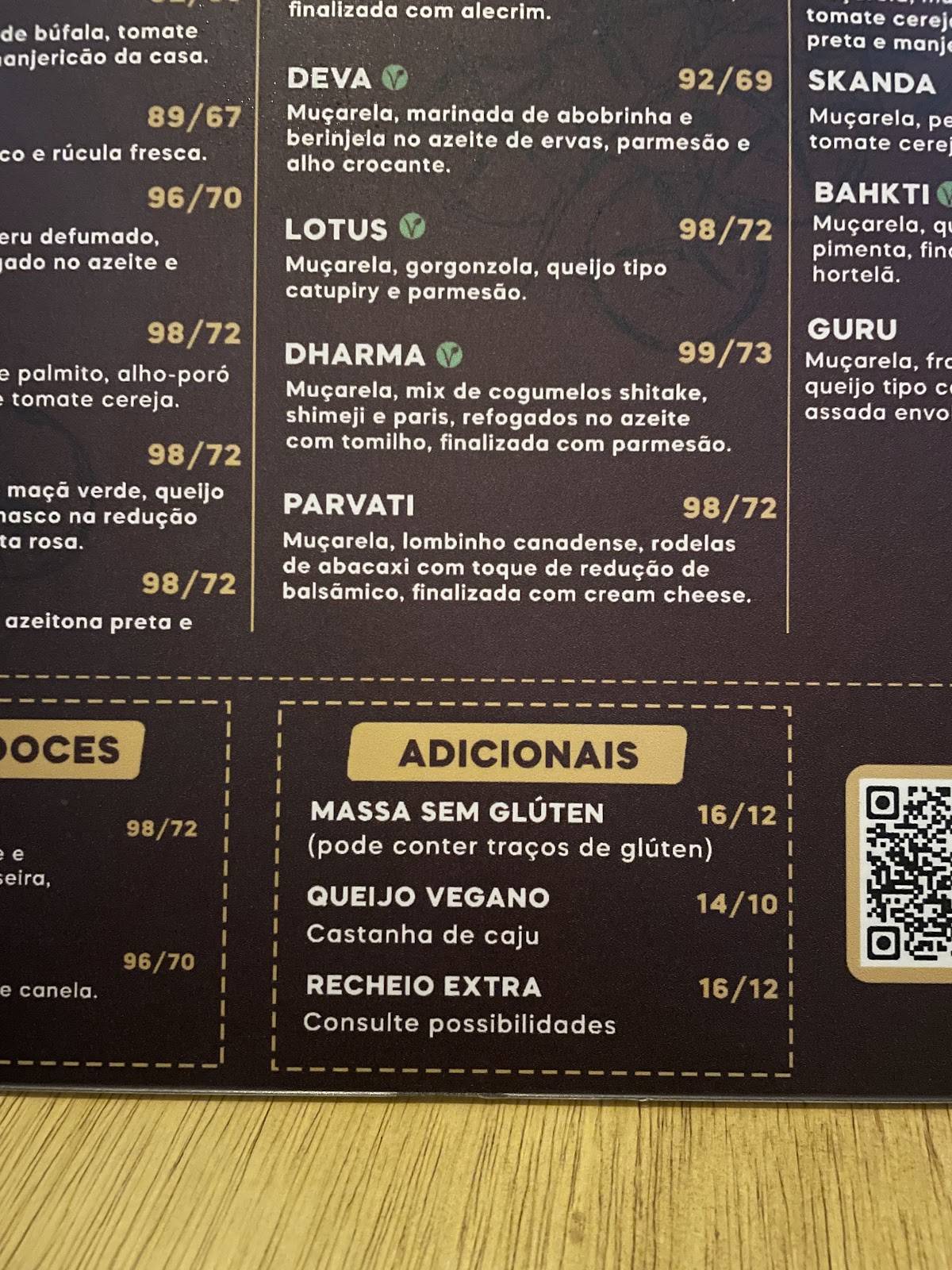 Mahatma Pizza cardápio