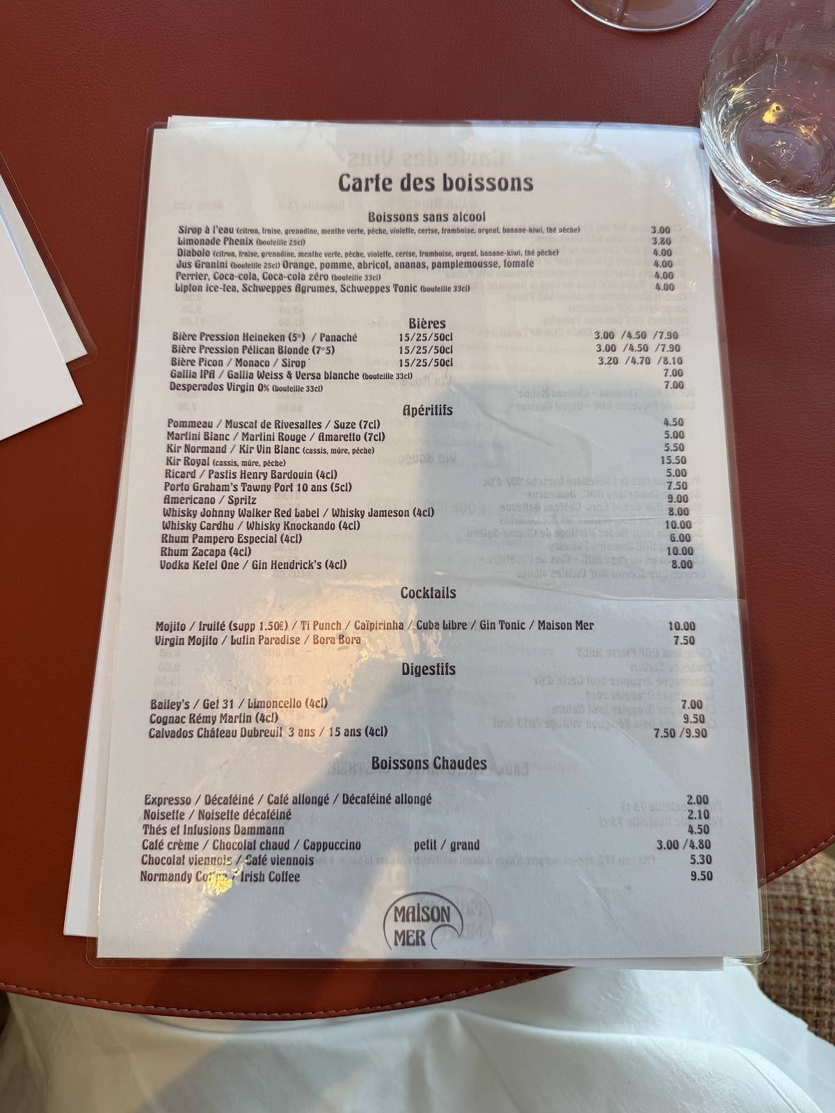 Menu de Maison Mer