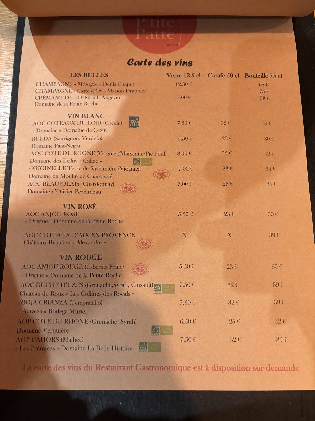 Menu de Maison Patte Noire "1 lieu, 2 restaurants"