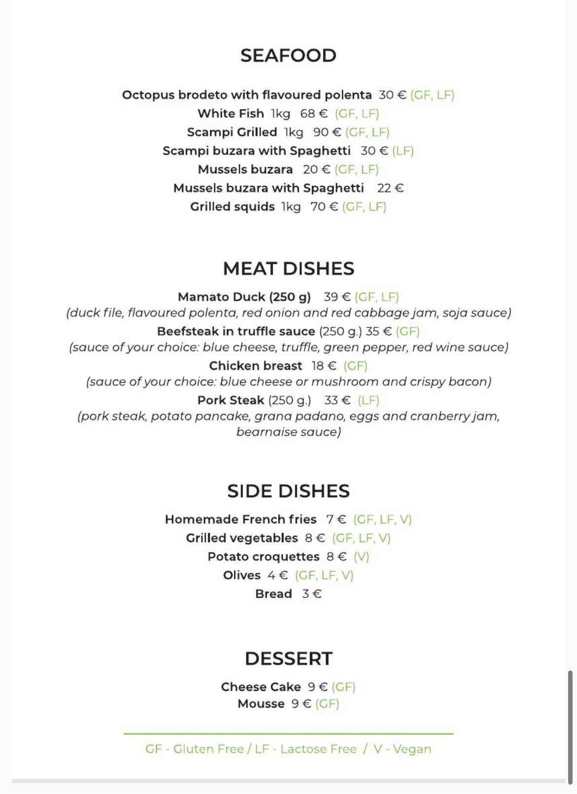 Menu di Mamato Bar 