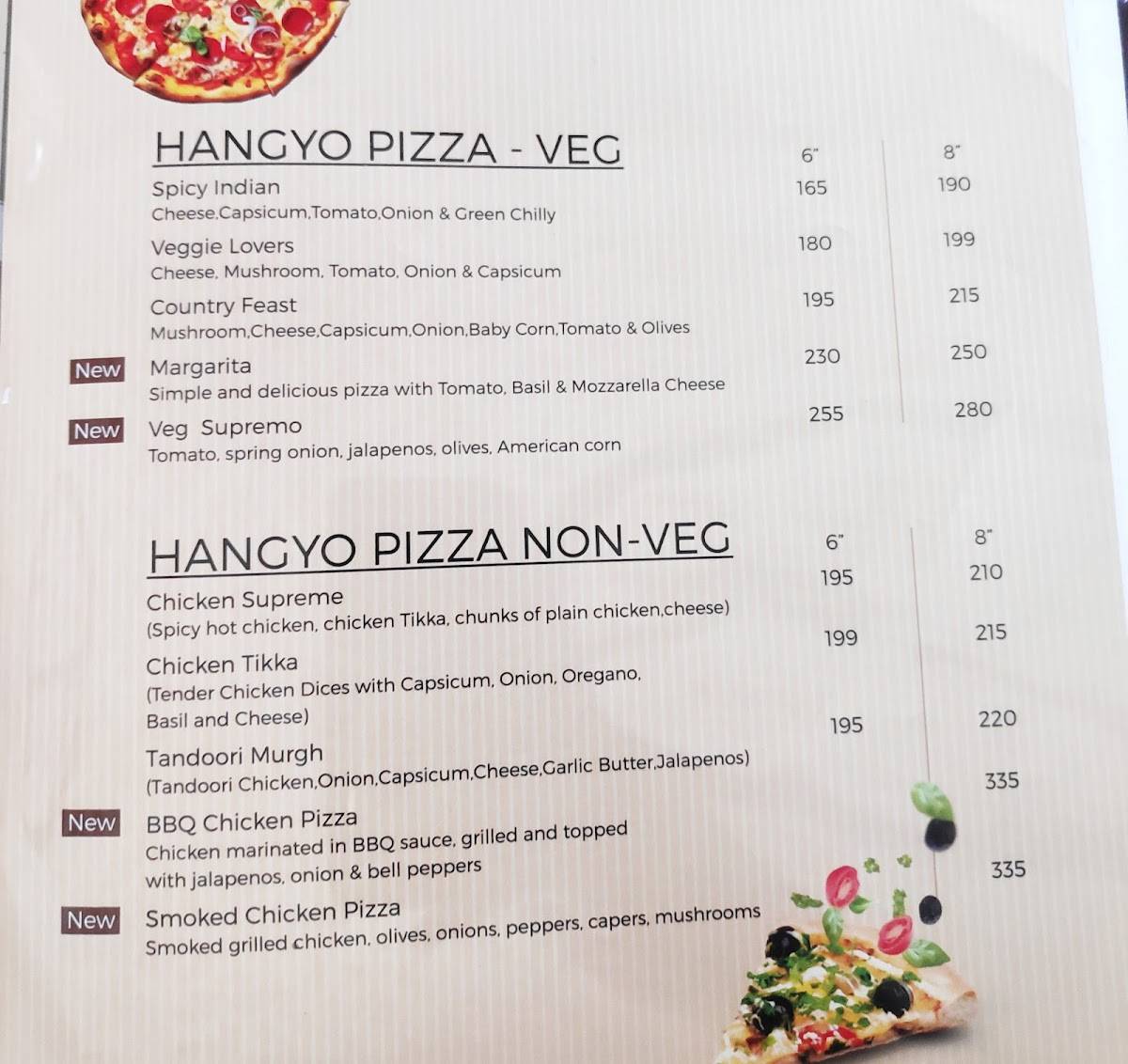 Saiba Restaurant menu