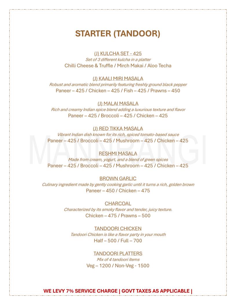 Mannrangi menu