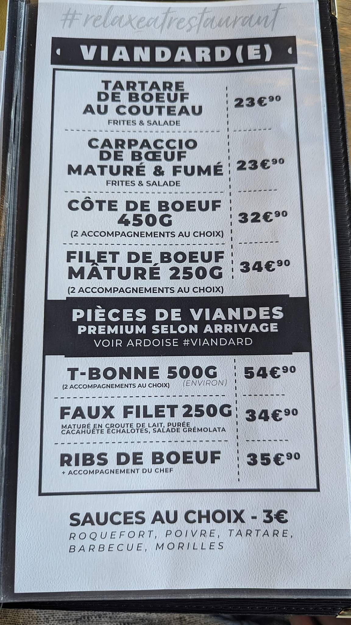 Menu de Relax'Eat
