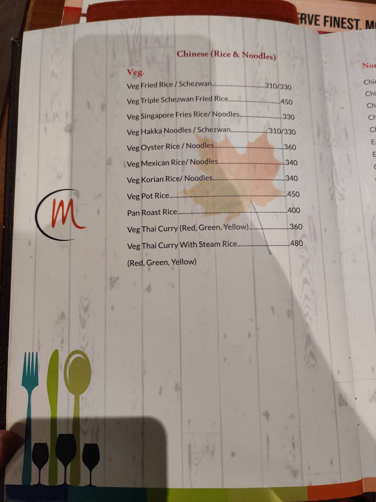 Maple Restro Bar menu
