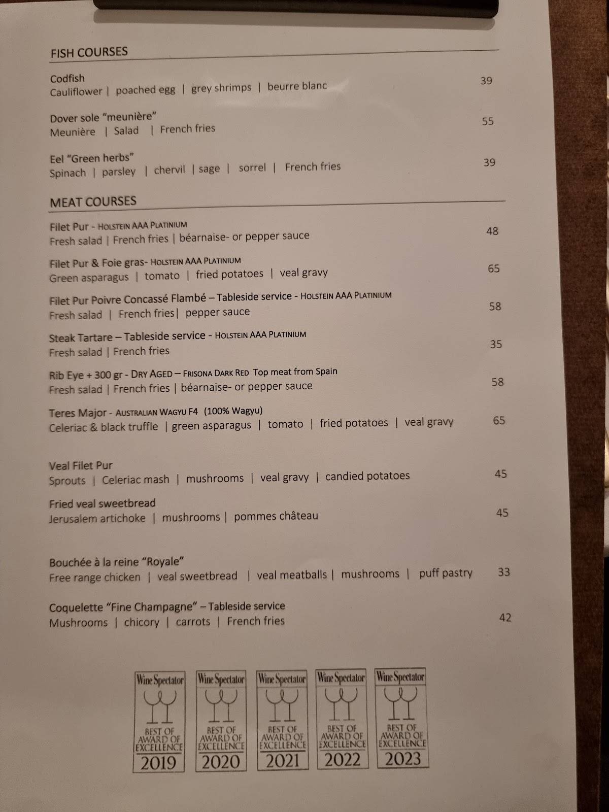 Menu de Marcel