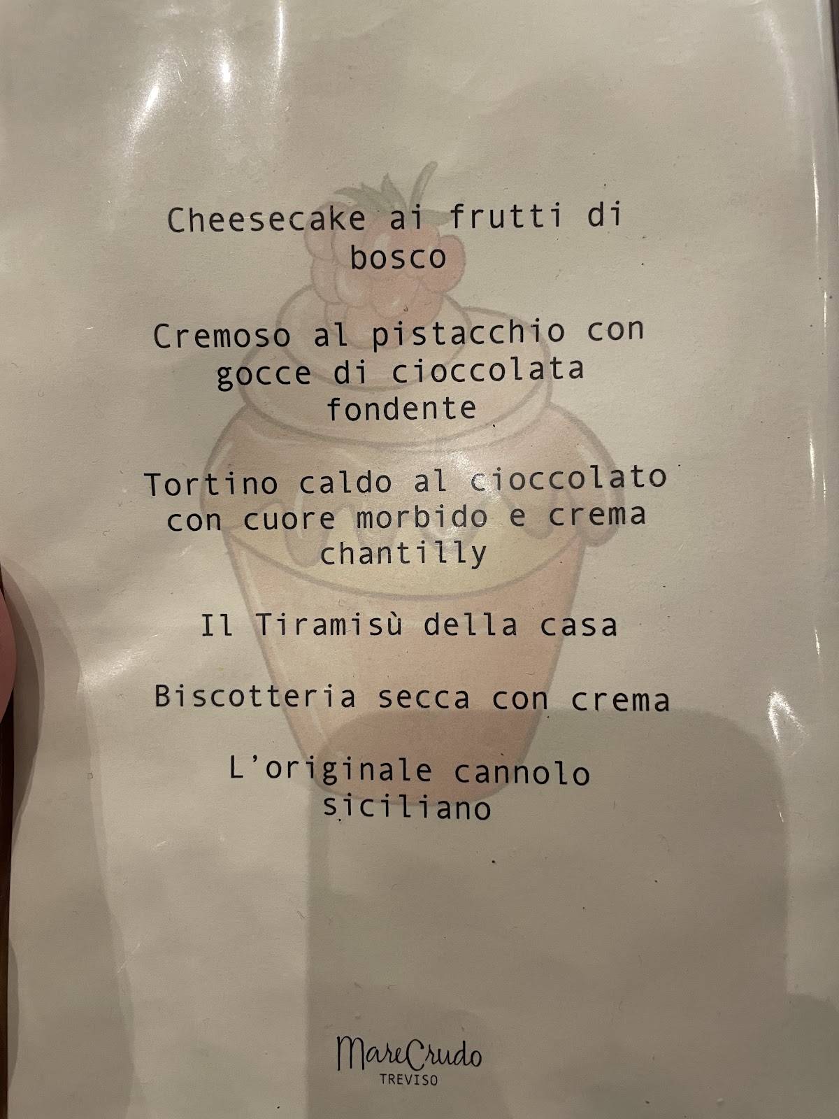 Menu di MareCrudo 