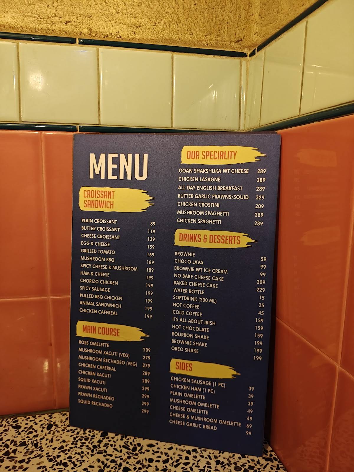 Maria's Goan Eatery & Bakery menu