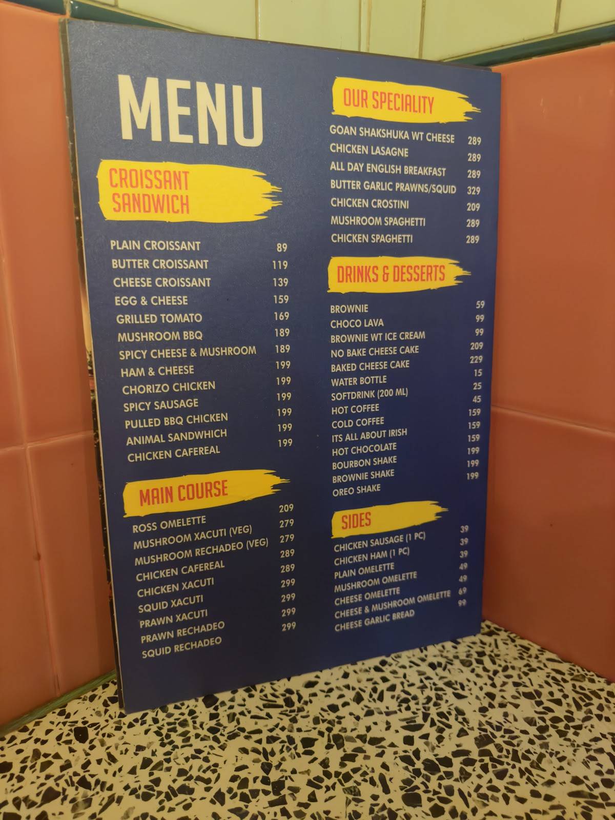 Maria's Goan Eatery & Bakery menu