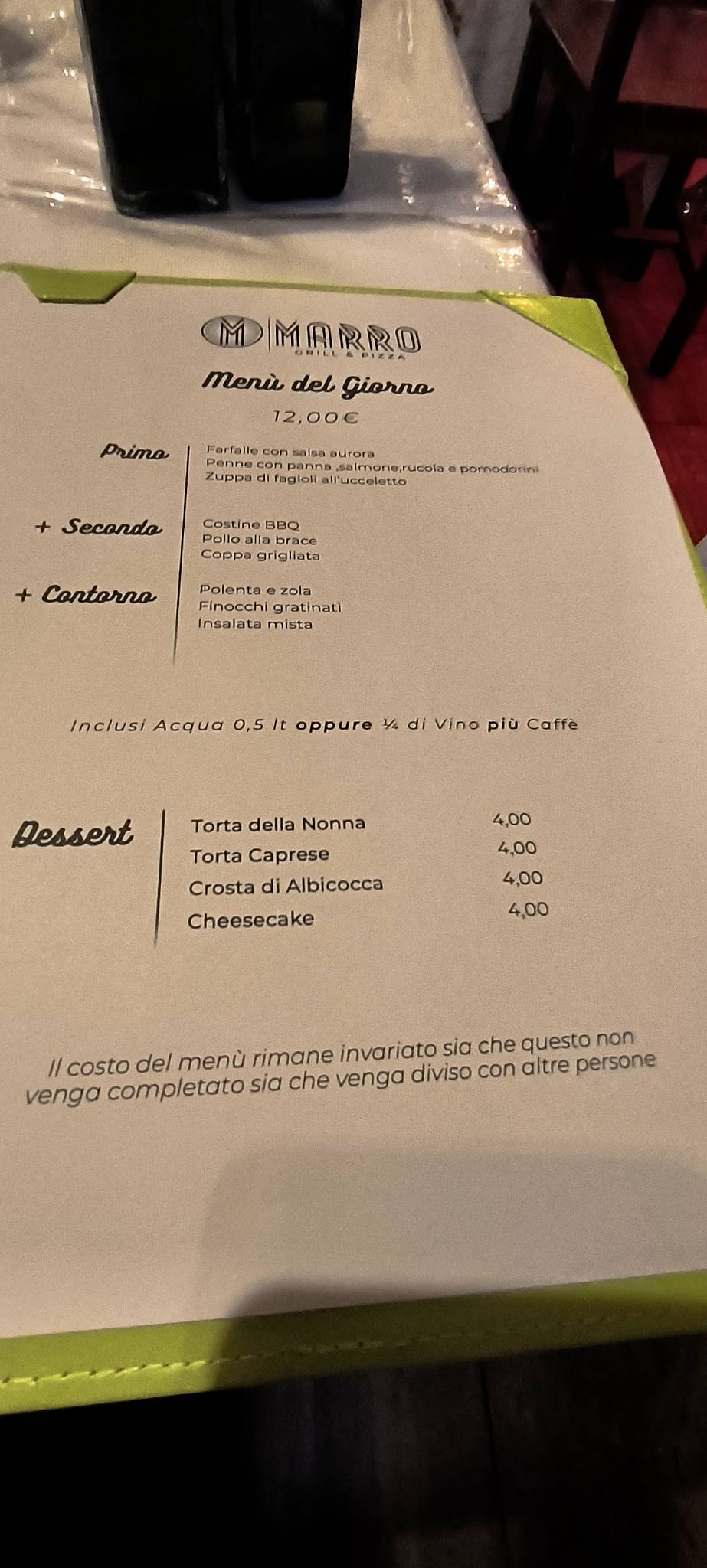 Menu di Marro Grill & Pizza 