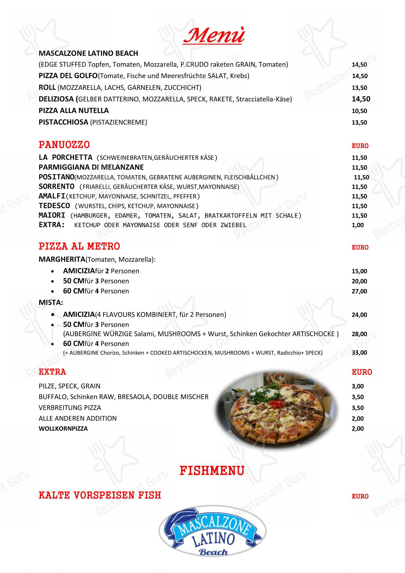 菜单 per Ristorante Mascalzone Latino Beach Milano Marittima in Milano Marittima