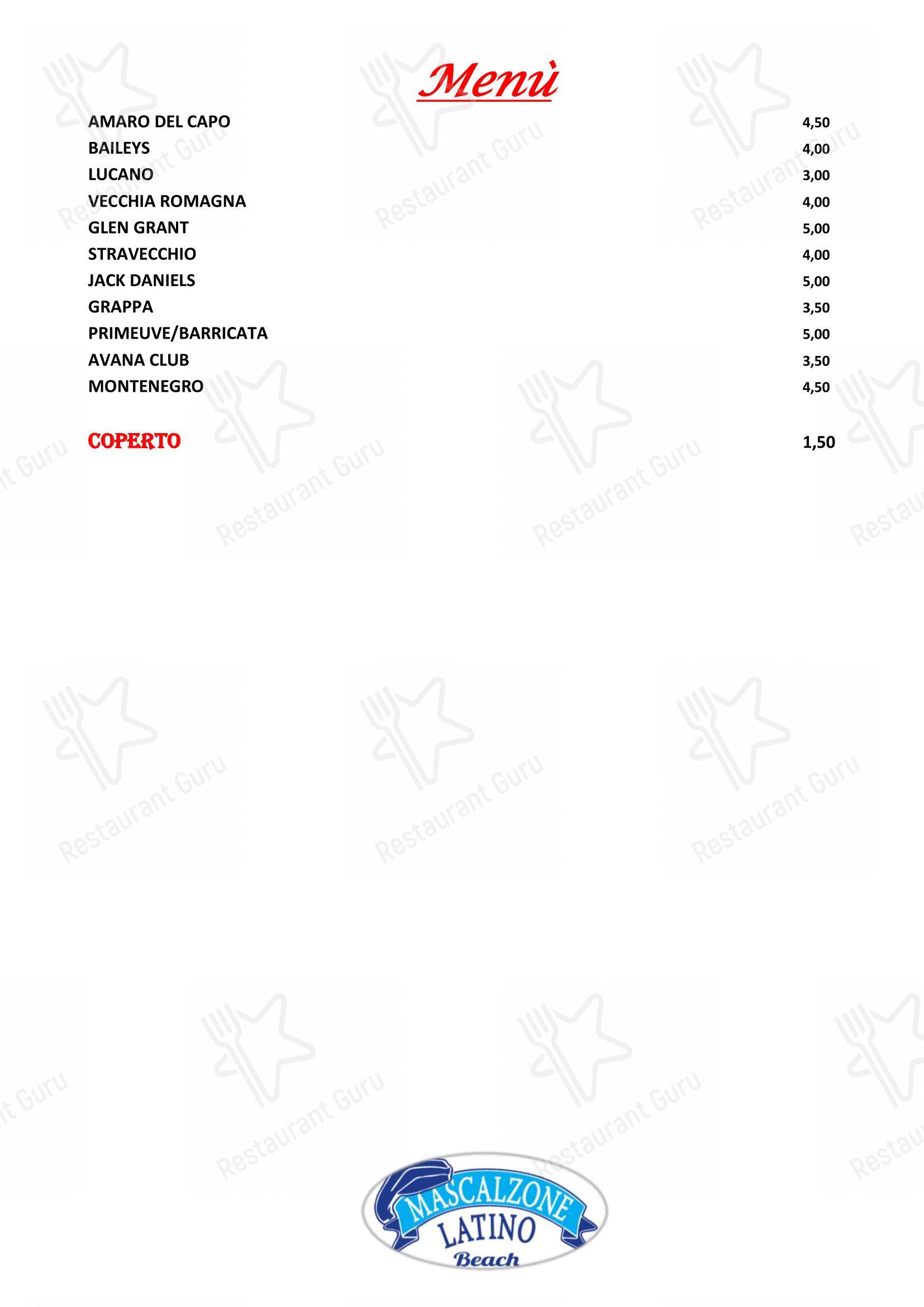 Ristorante Mascalzone Latino Beach Milano Marittima in Milano Marittima - 菜单
