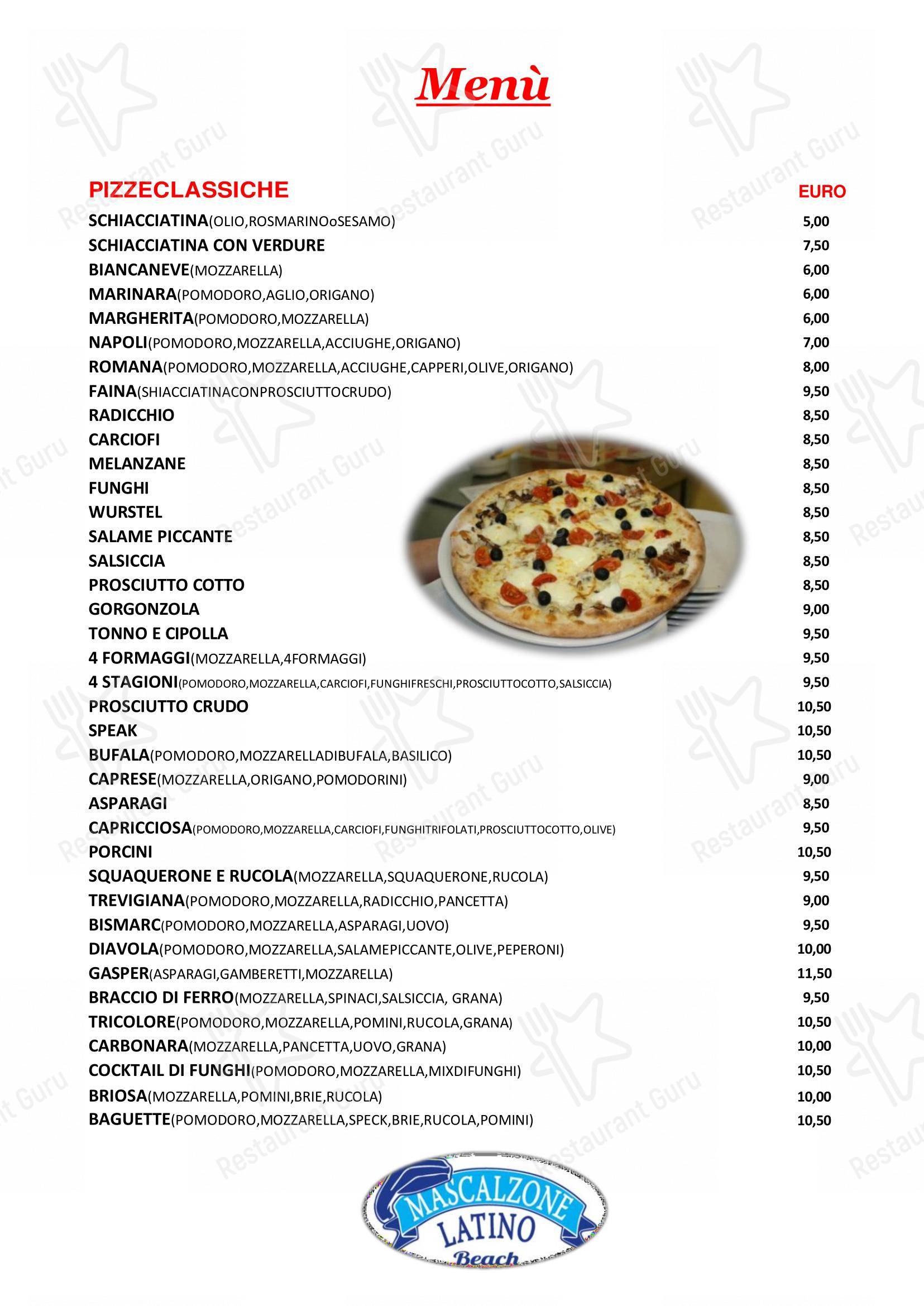 Menu di Ristorante Mascalzone Latino Beach Milano Marittima - Menu