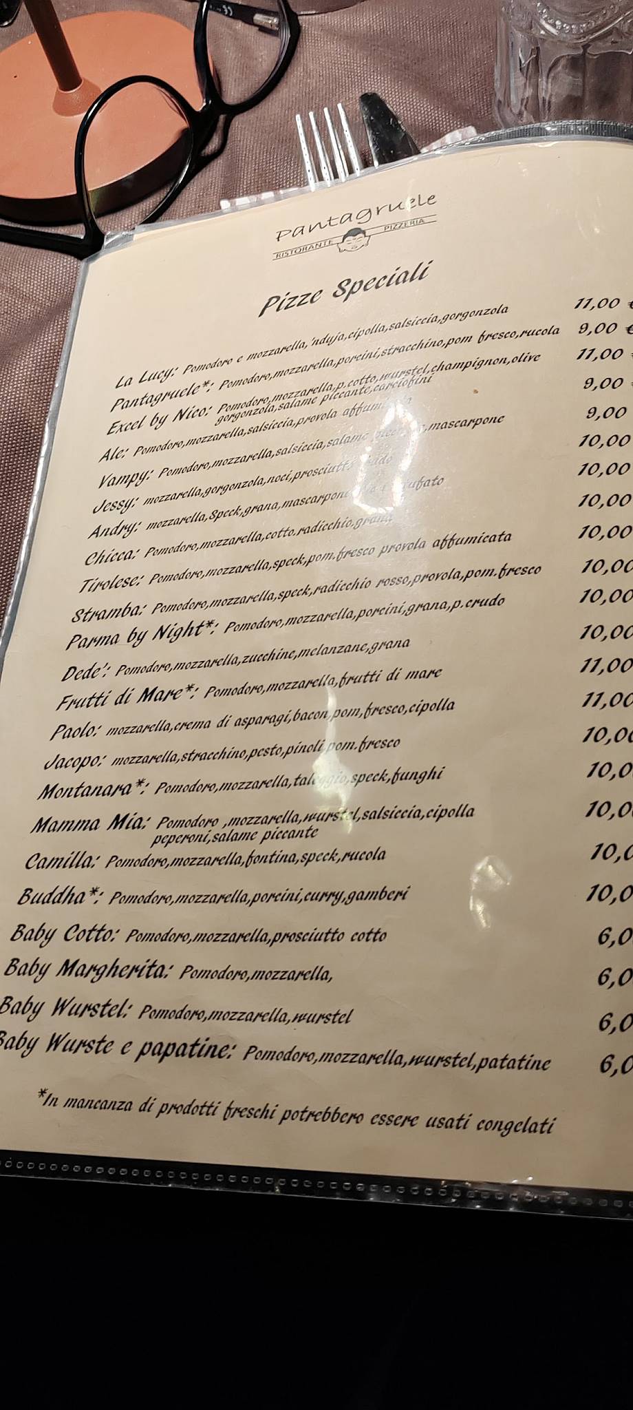 Menu di Ristorante - Pizzeria Pantagruele 