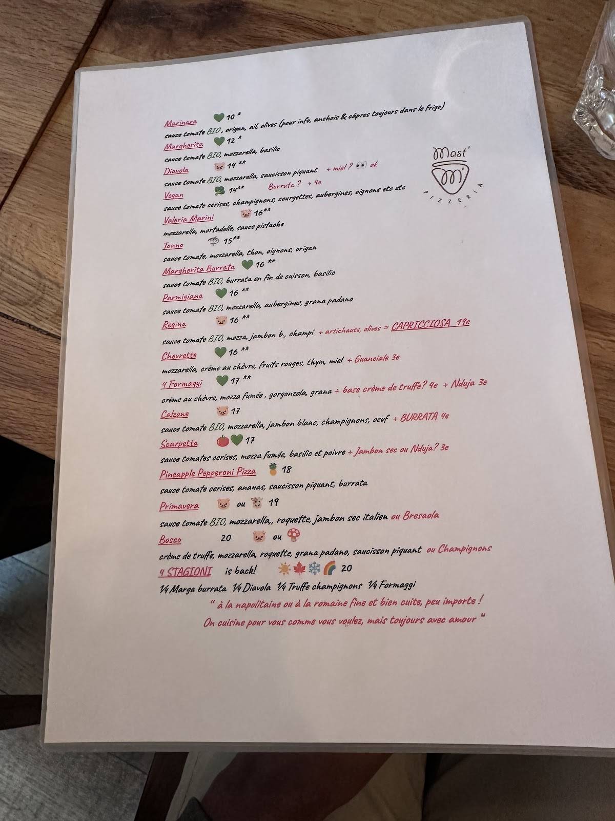Menu de Mast'