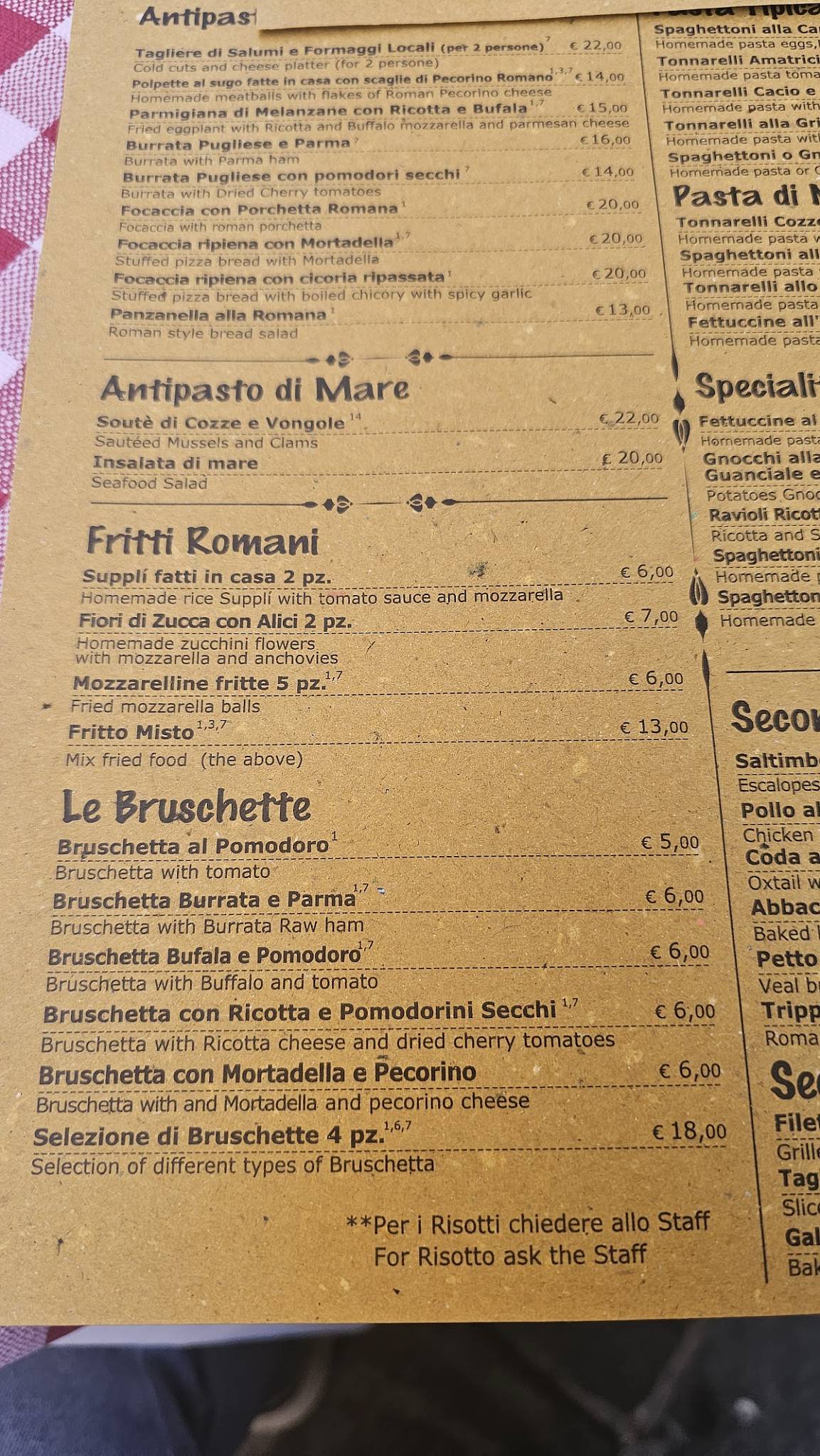 Menu di Mastrociccia - Osteria Pizzeria 