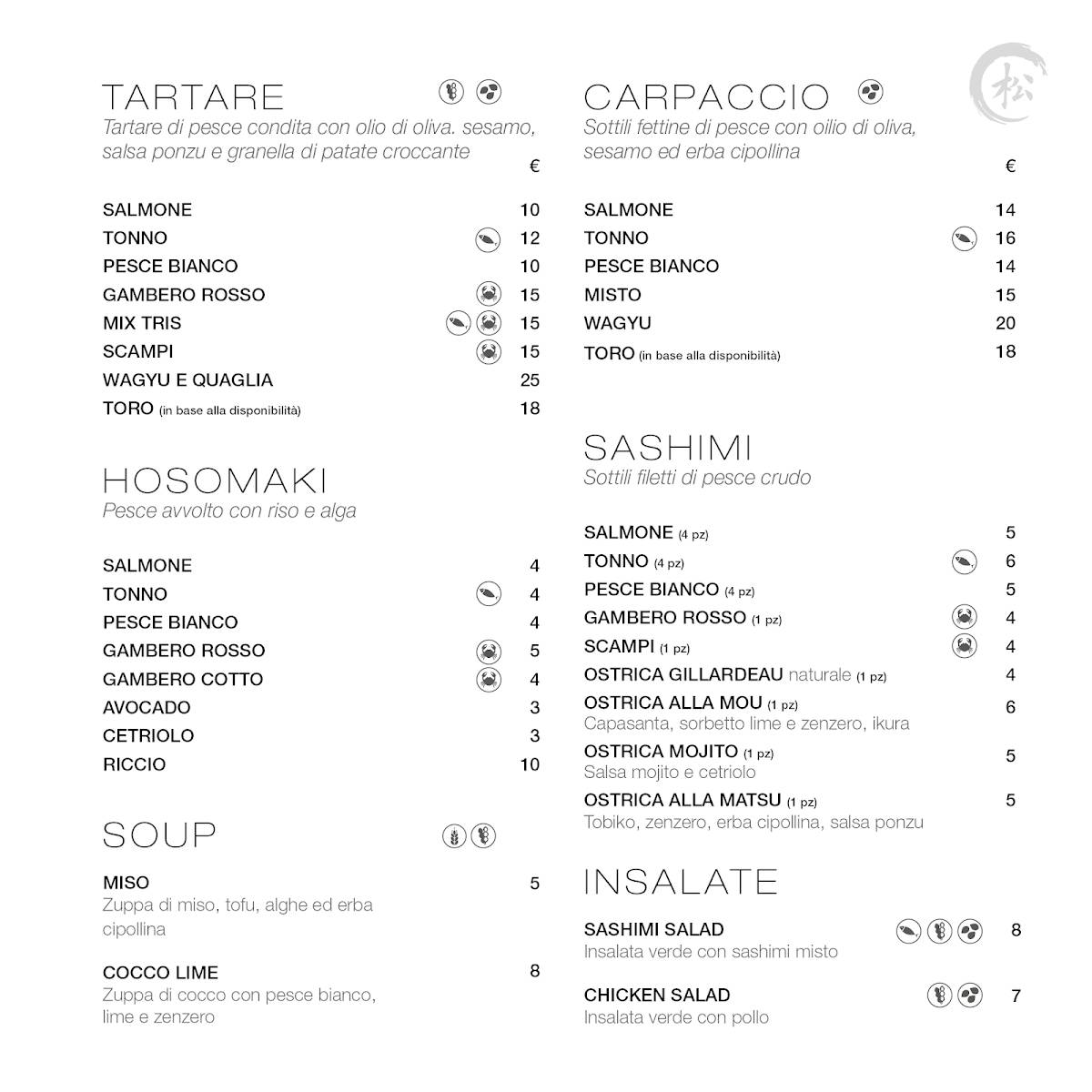 Menu di Matsu Sushi 