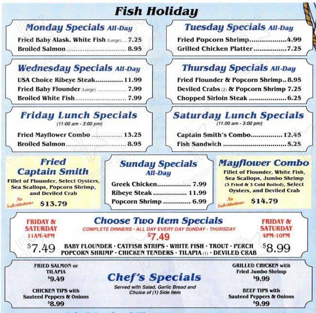 Mayflower Seafood Restaurant menu