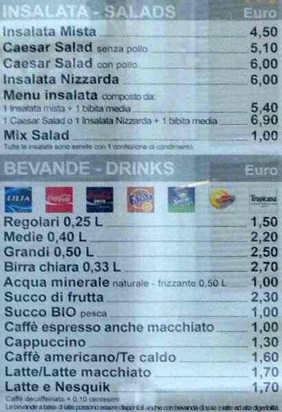 Menu di McDonald's Milano Sabotino 