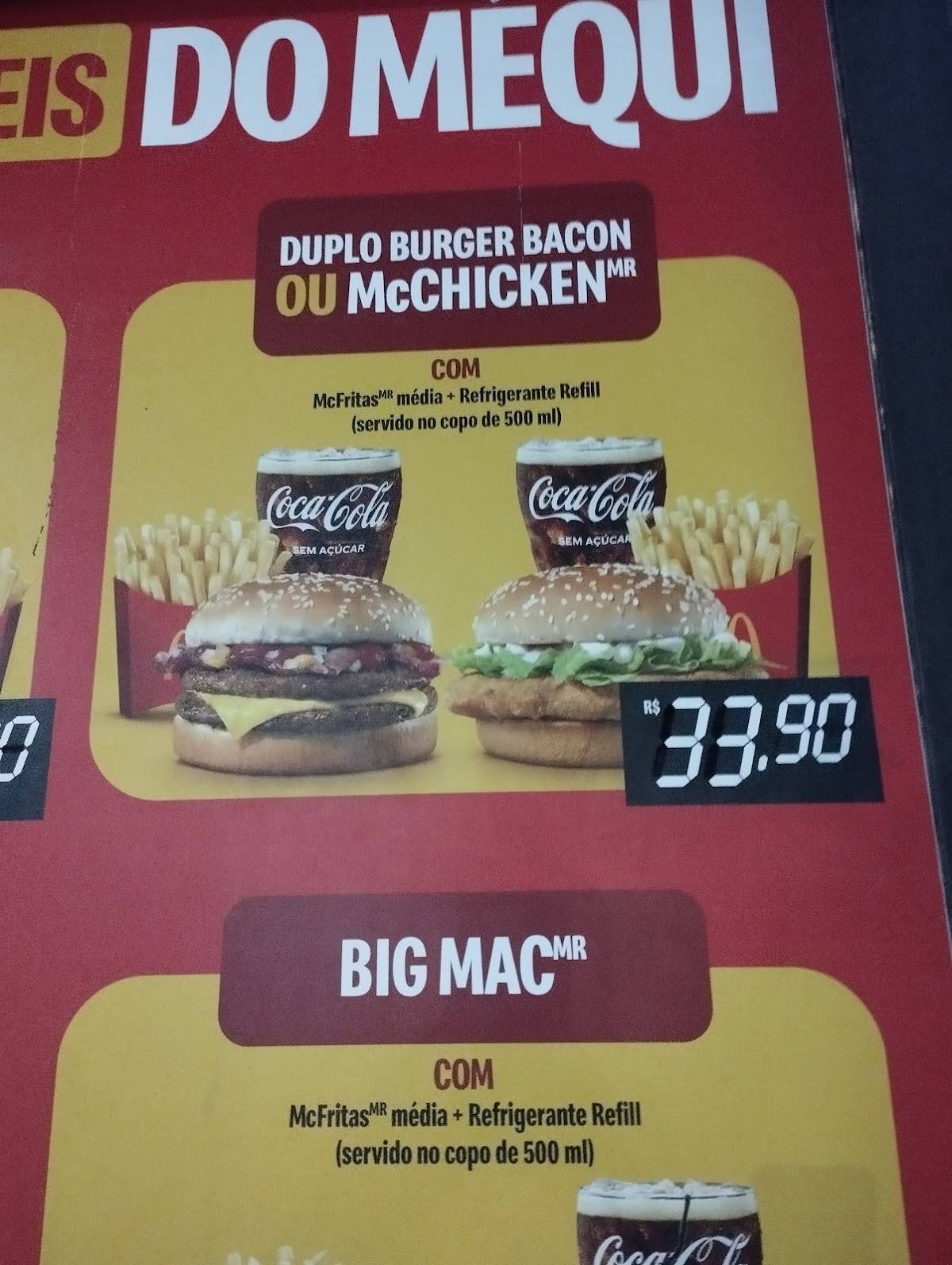 McDonald's cardápio