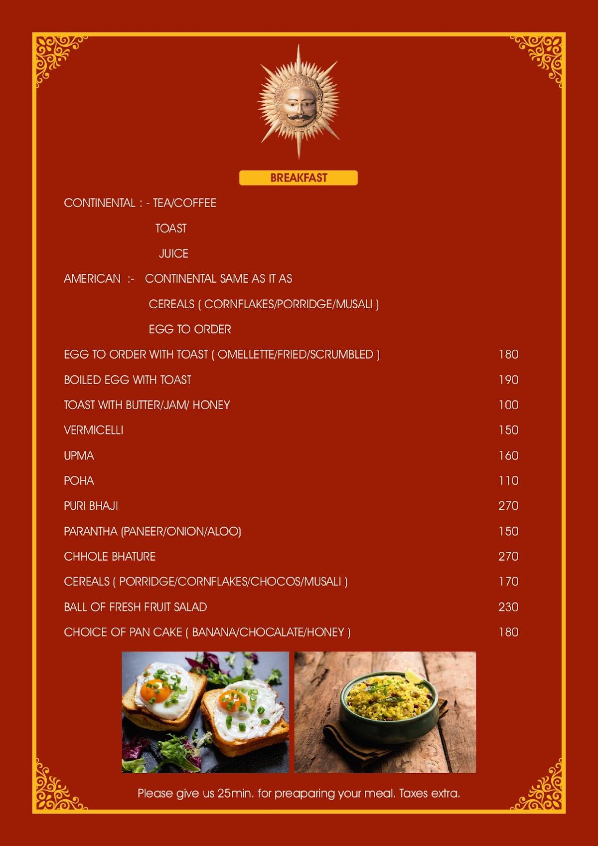 Medi Pe Cafe & Restaurant menu