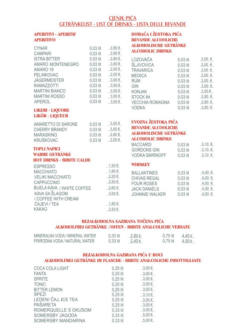Menu di Restaurant da Giovanni MEDULIN 