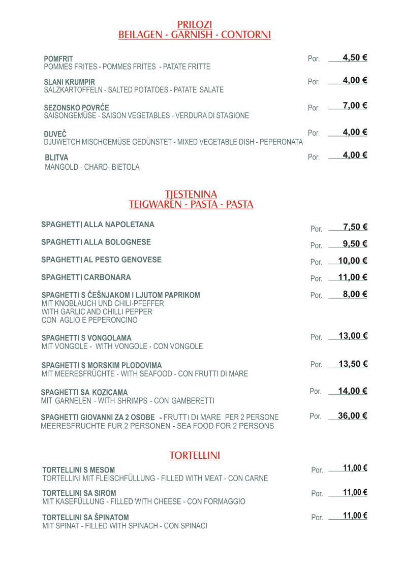 Menu di Restaurant da Giovanni MEDULIN 