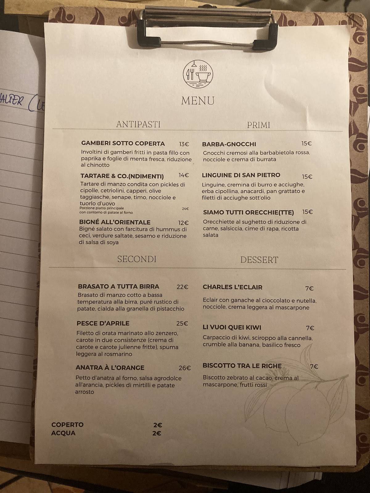 Menu di Megu Bistrot RISTORANTE 