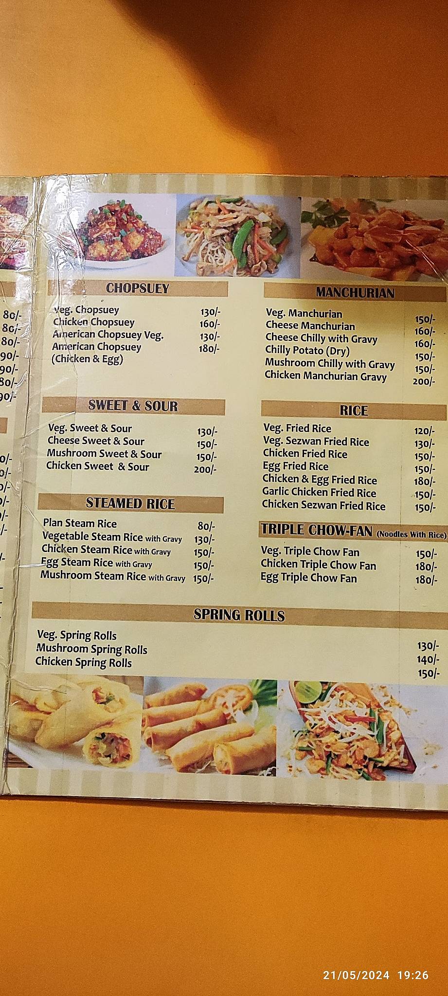 Mehak Chinese Food menu