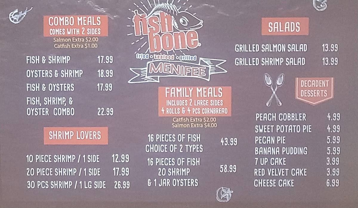 Menu at Fishbone Seafood Menifee desserts, Menifee