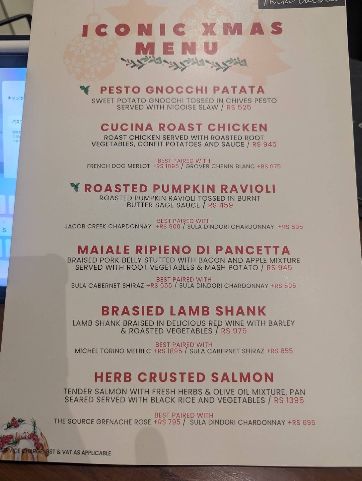Mia Cucina menu