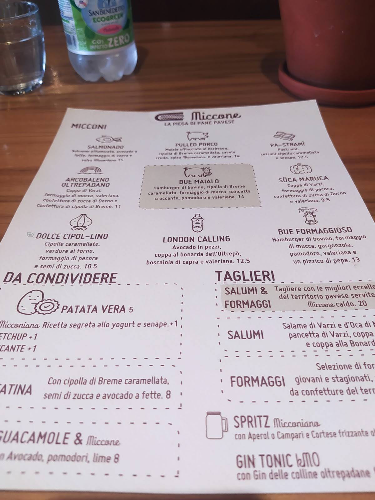 Menu di Miccone 