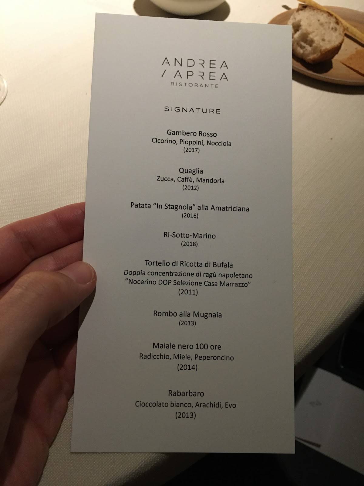 Menu di Andrea Aprea Ristorante 