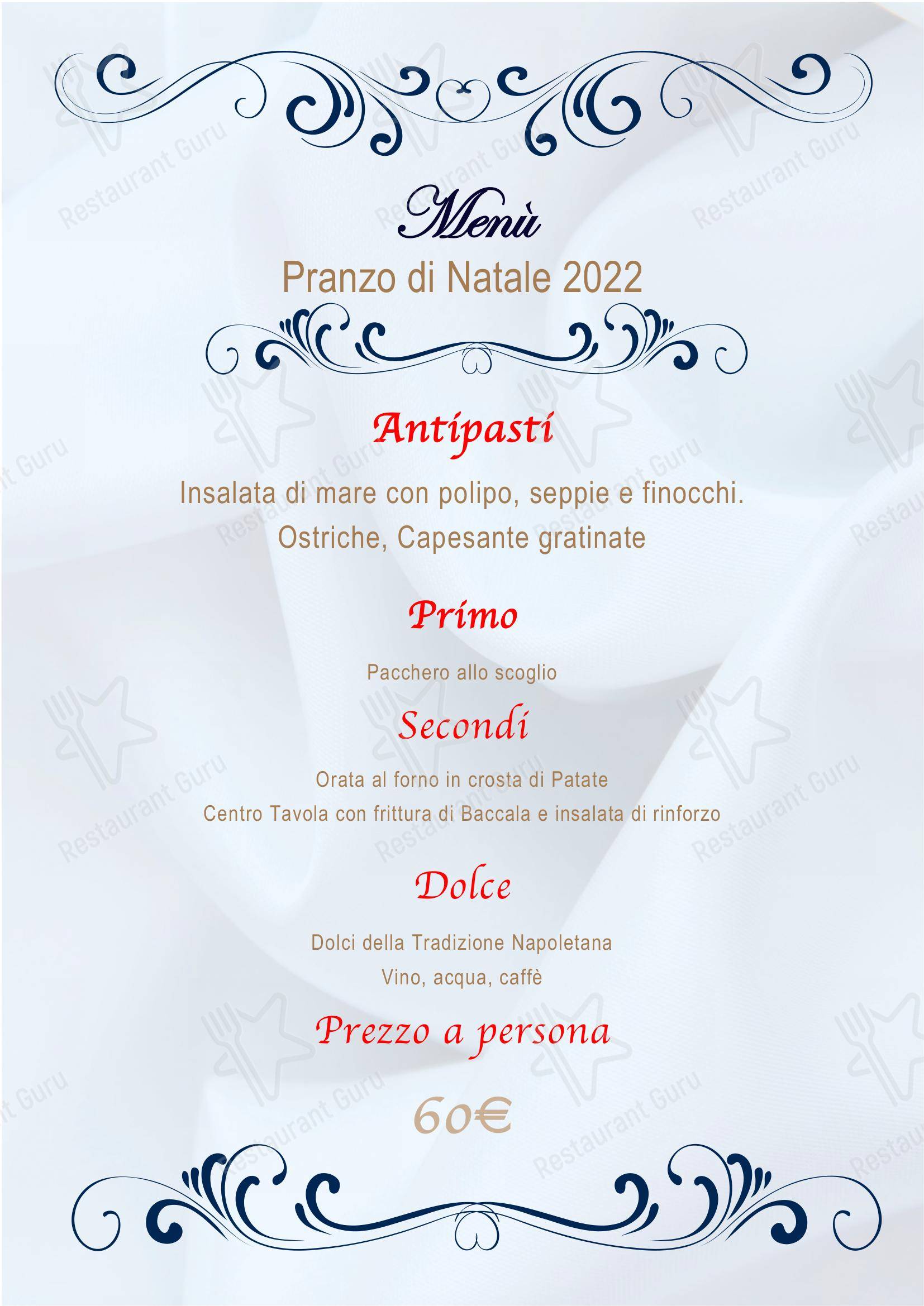 Menu bar per Donna Assunta 1954 ristorante