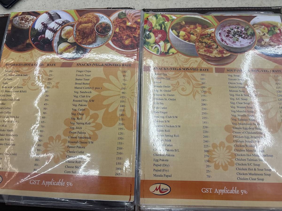 Milan Restaurant menu
