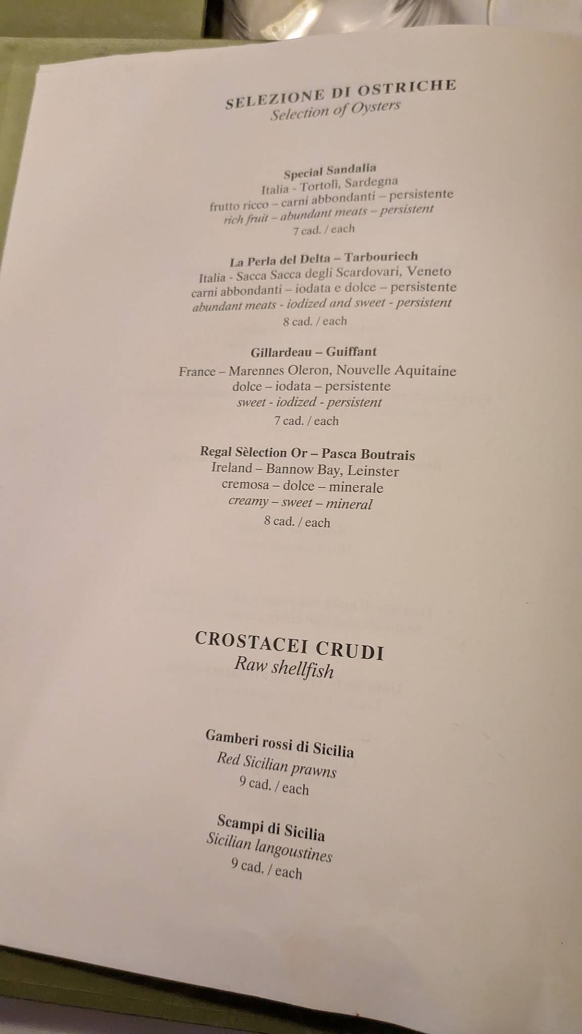 Menu di Da Giacomo 