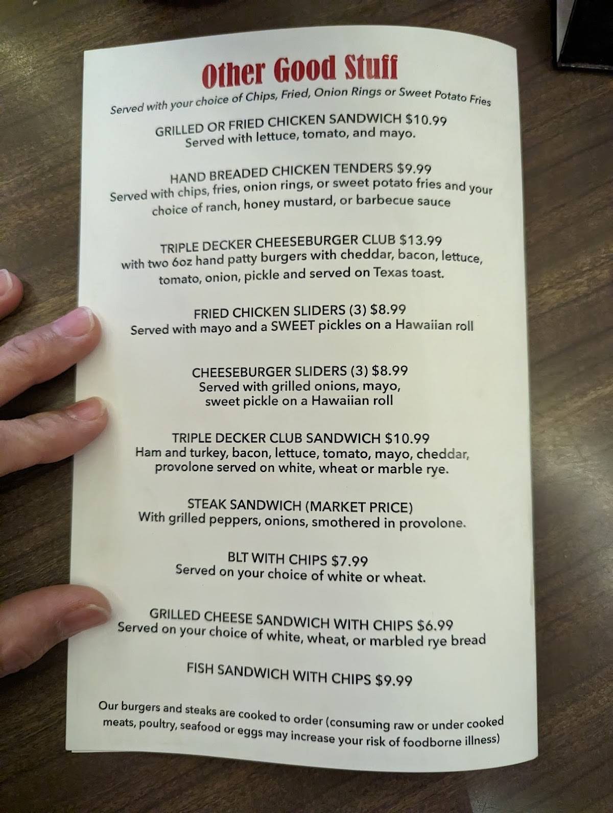 Menu at Mill Creek Tavern restaurant, Hampton