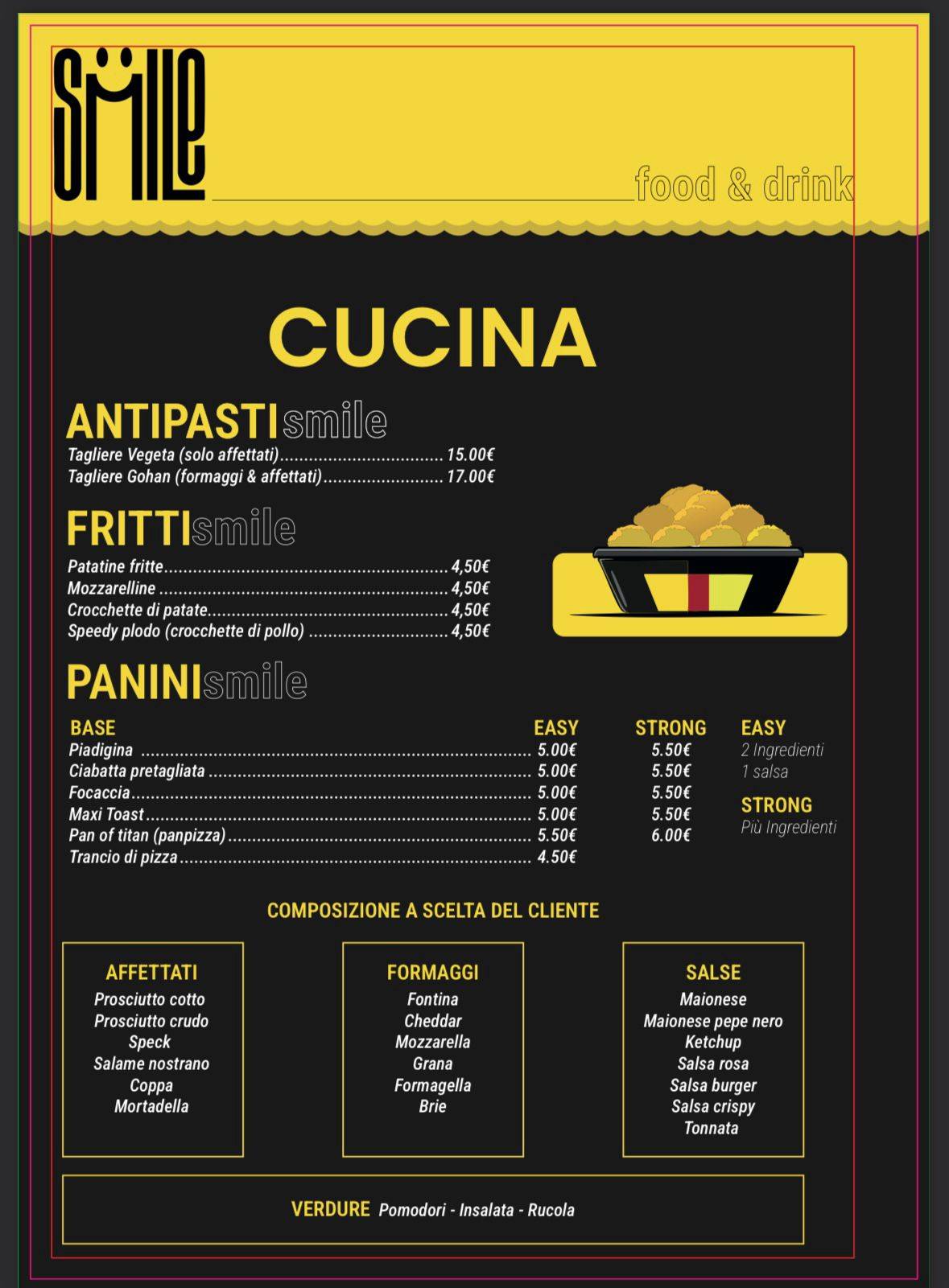 Menu di Bar Smile di Delbono & Co 