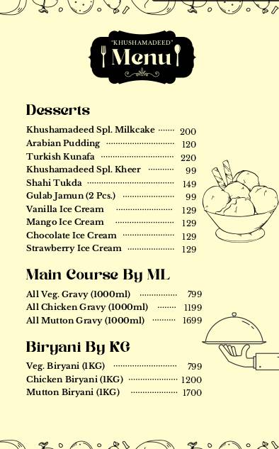 Khushamdeed Restaurant menu