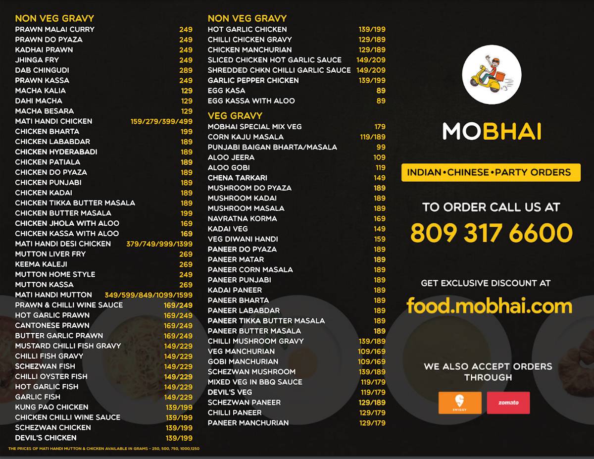 MoBhai Kitchen menu