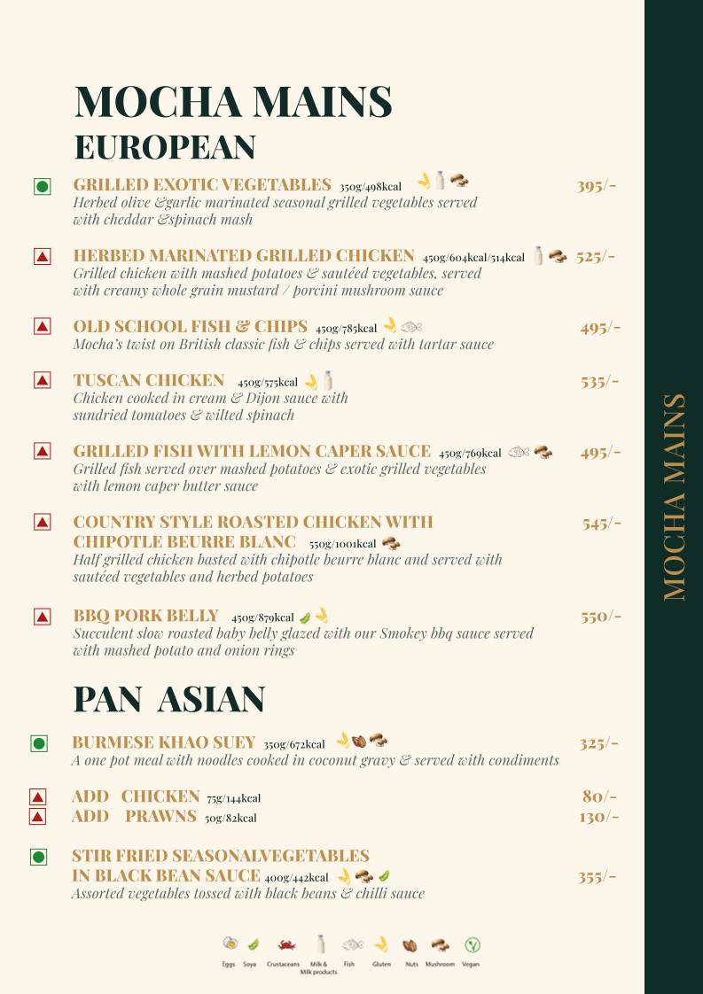 Mocha Cafe & Bar menu