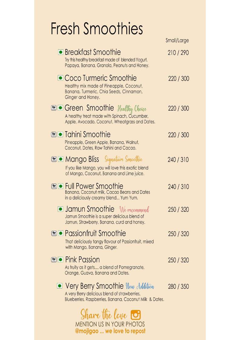 Mojigao Eco Resort menu