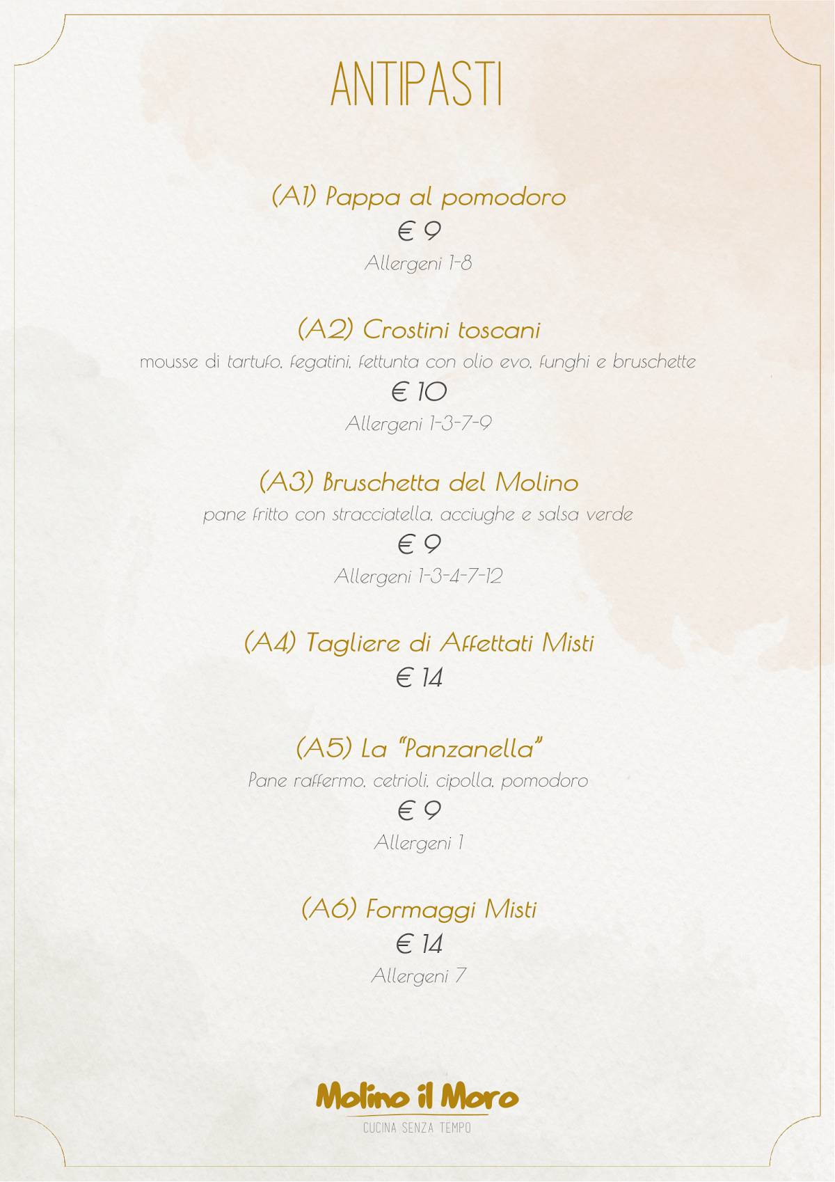 Menu di Molino Il Moro 