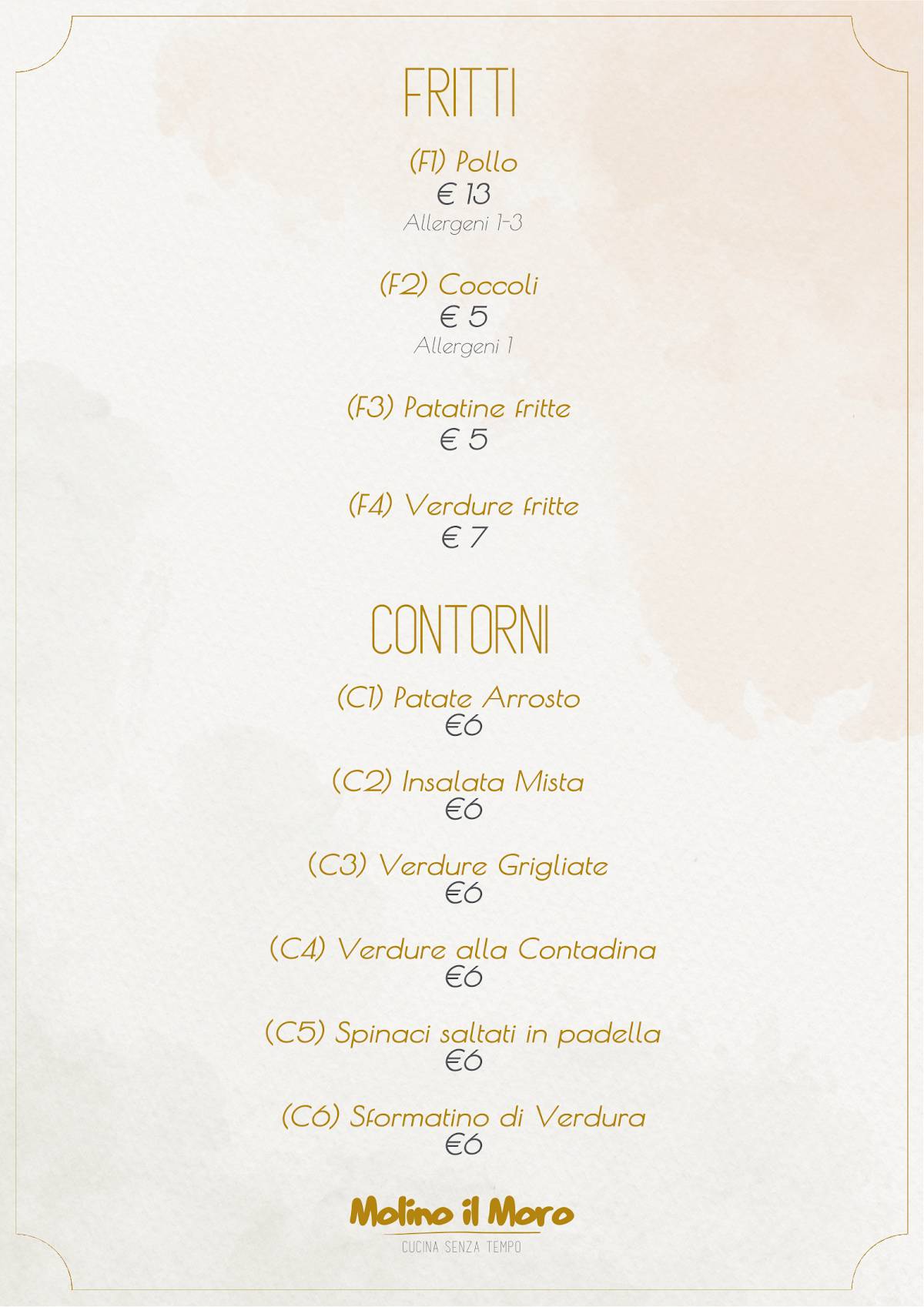 Menu di Molino Il Moro 