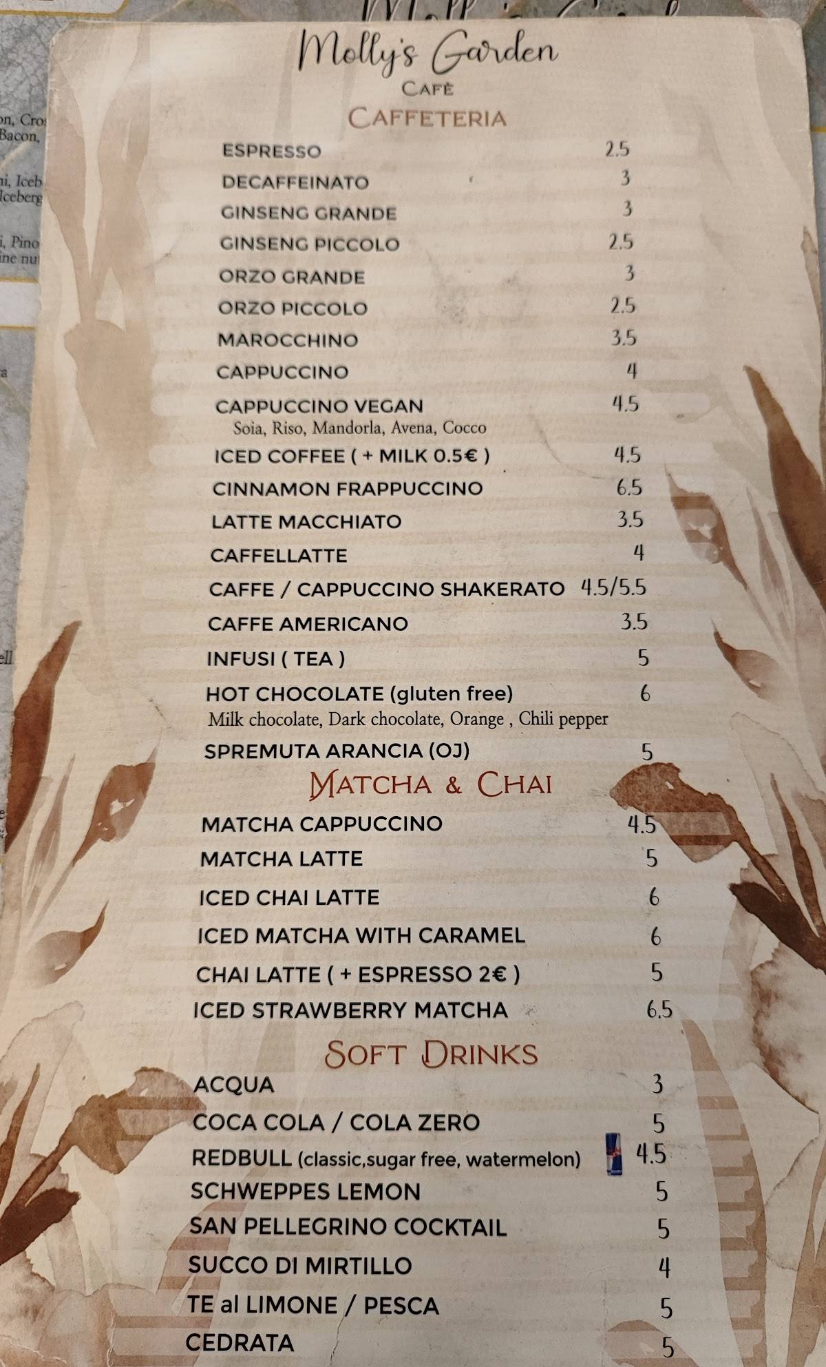 Menu di Molly's Garden Cafè 