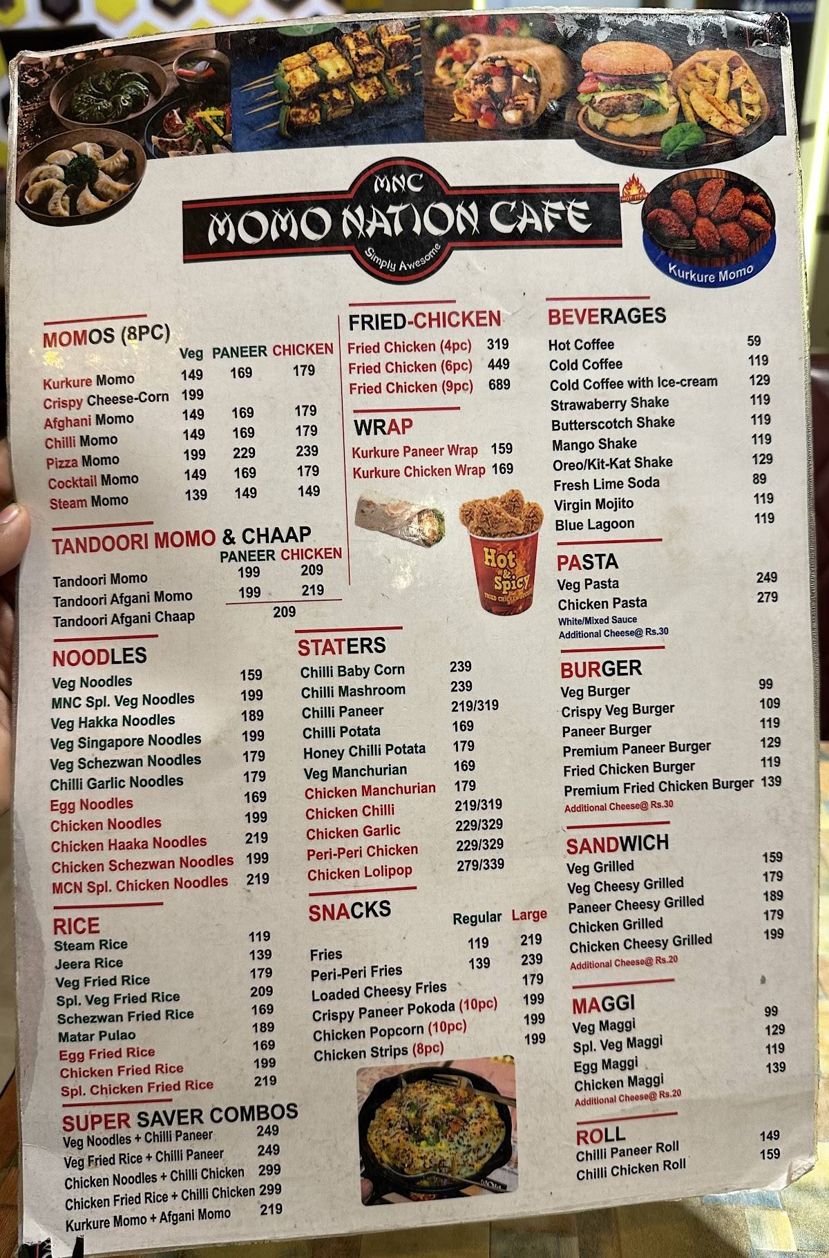 Momo Nation Cafe, Darbhanga menu