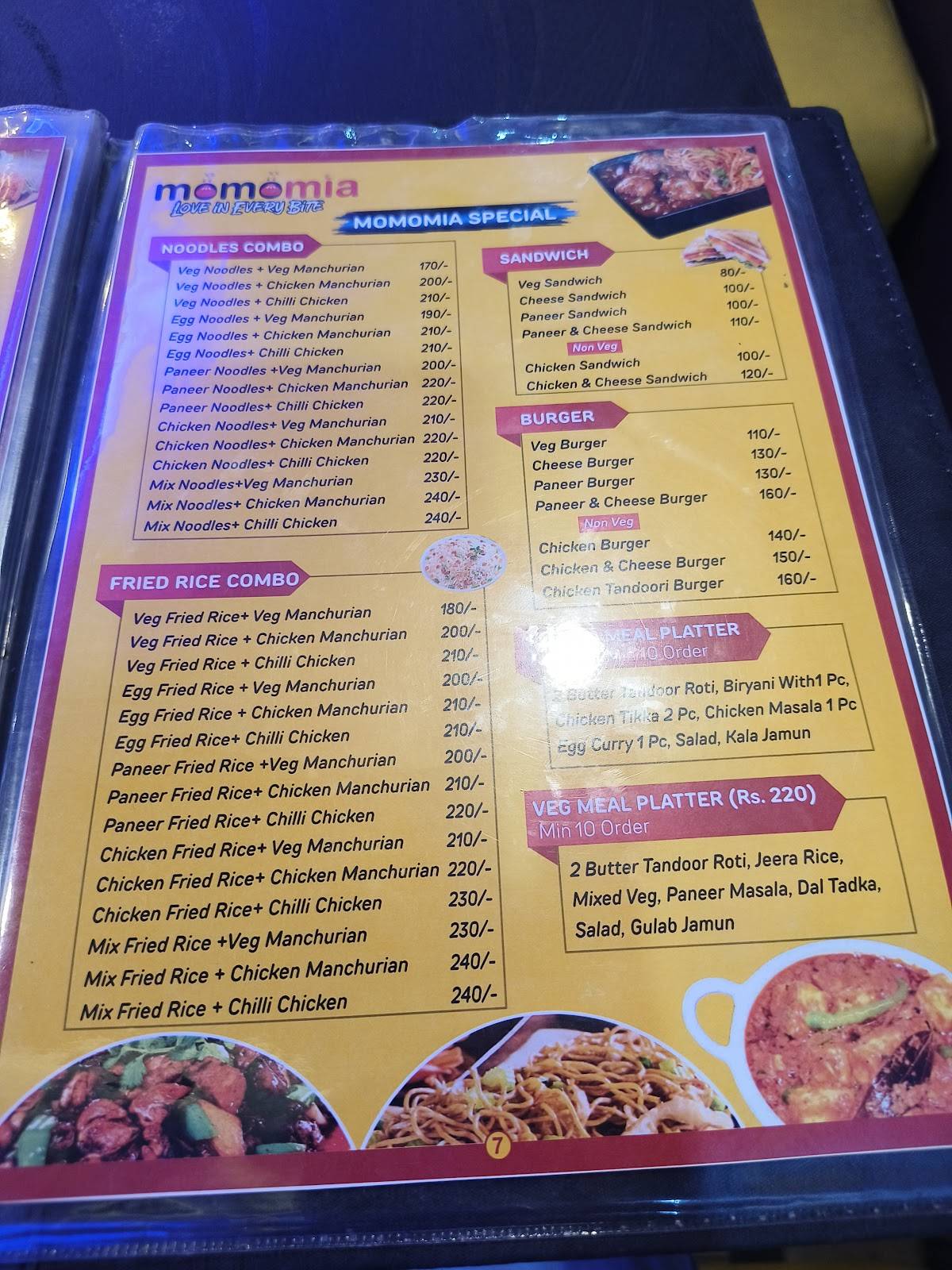 Momomia Gaya menu
