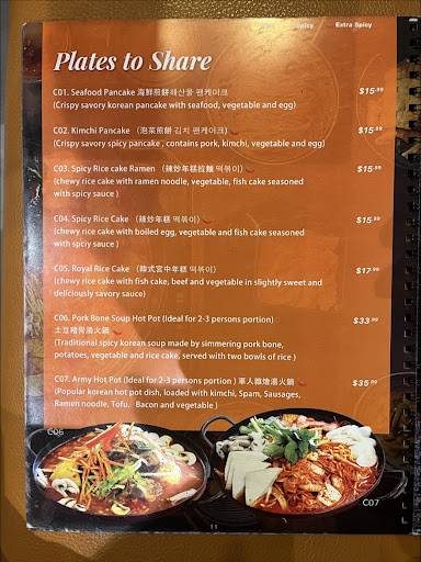 Menu de Mom's Kitchen Korean Cuisine