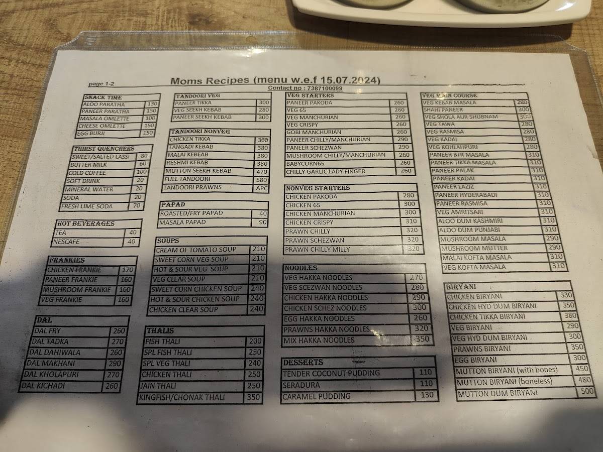 Mom's Recipes verna menu